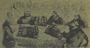 unknow artist denna grova satir av gustave dore visar hur ryska godsagare spelar med de livegna bonderna som insats oil painting reproduction